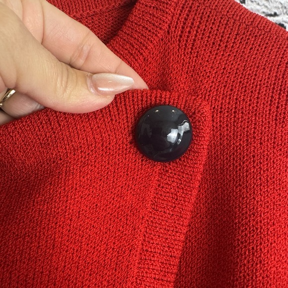 VTG St. John for I.Magnin Red Button Detailed Knit‎ Dress Nursing Sz 10/MEDIUM - Picture 3 of 12